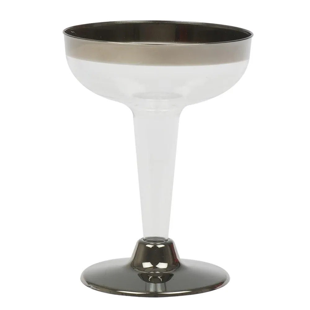 10PC Plastic Champagne Flutes Wine Glasses Disposable 4.5oz Party Wedding Silver