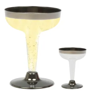 30Pc Champagne Wine Flutes Party Plastic Disposable Glasses Silver 4.5oz Wedding
