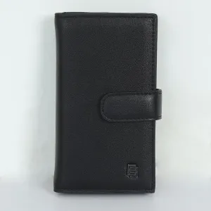 Artificial Leather Hand Wallet with Snap Closure - Black