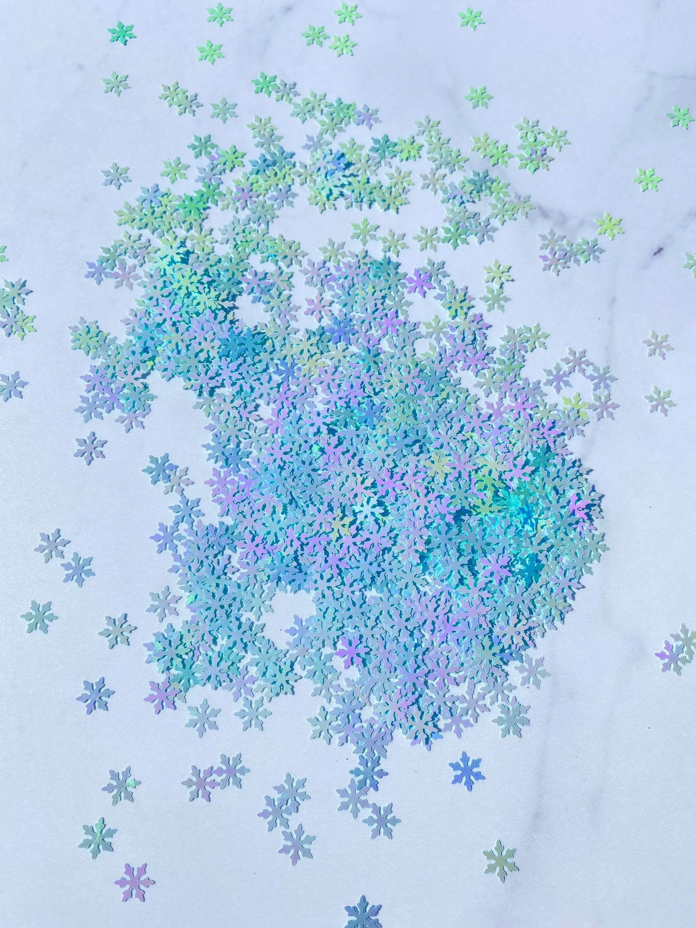 BABY BLUE IRIDESCENT SNOW FLAKES