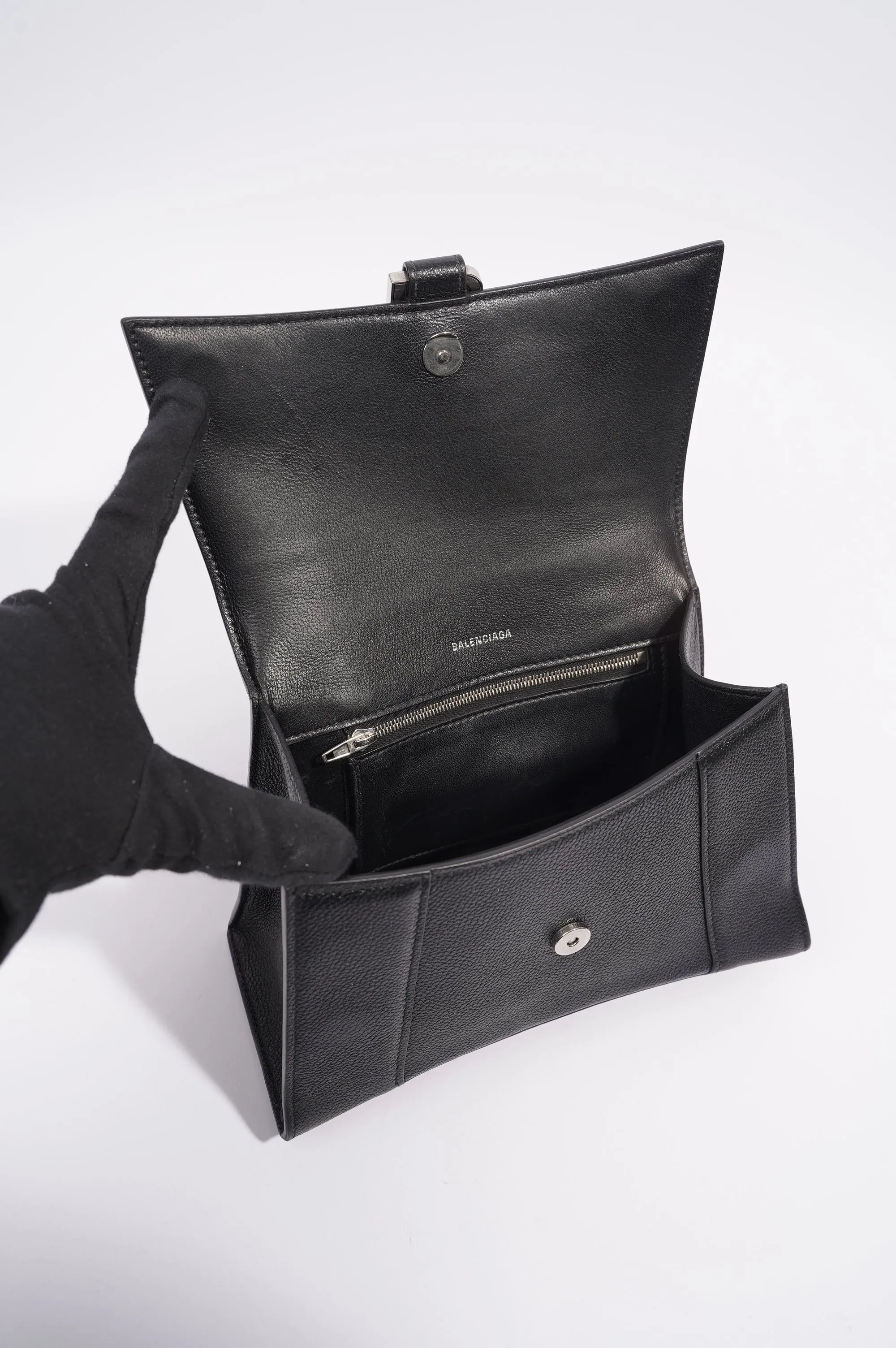 Balenciaga Hourglass Bag Black Leather Small
