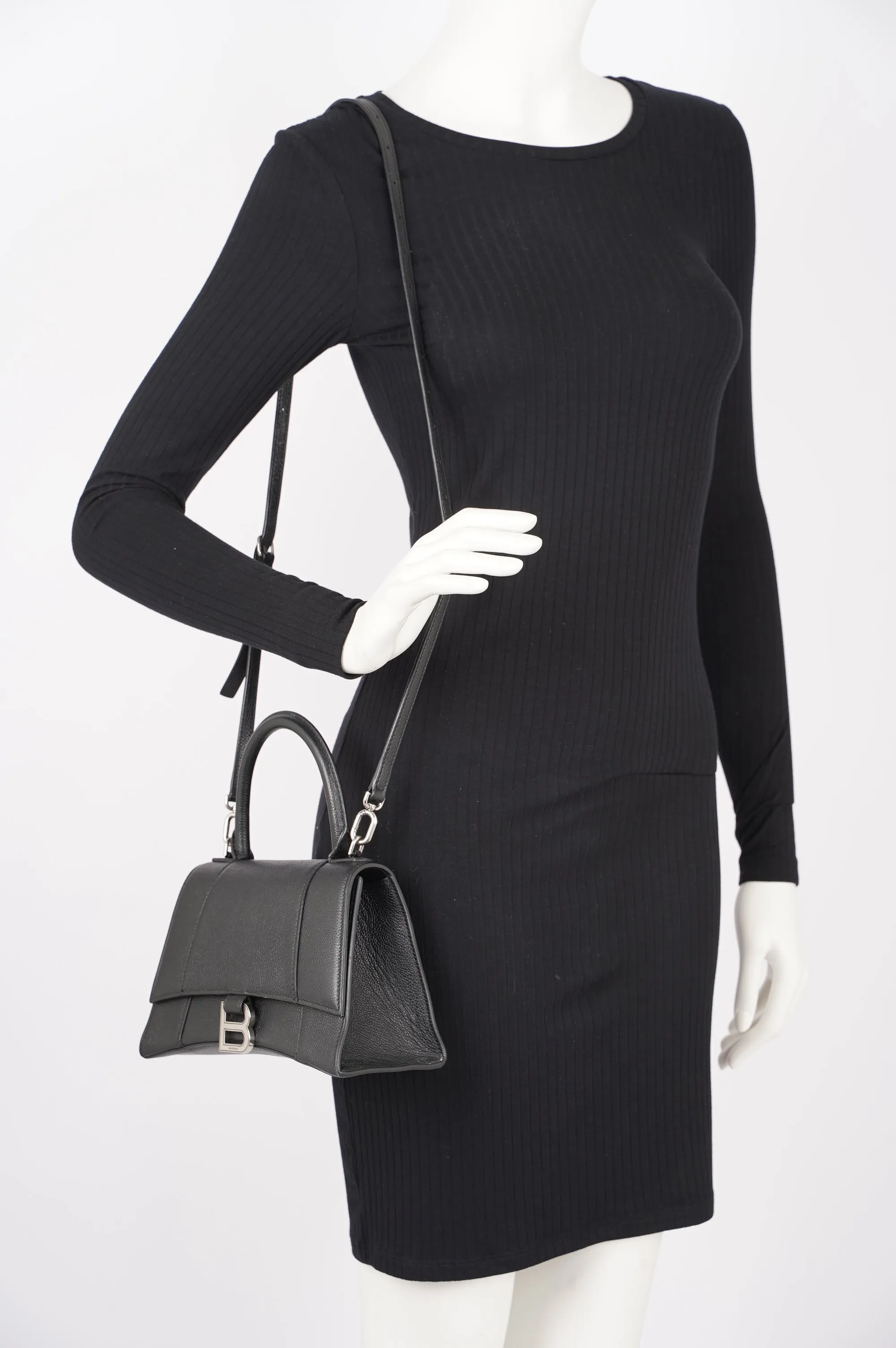 Balenciaga Hourglass Bag Black Leather Small