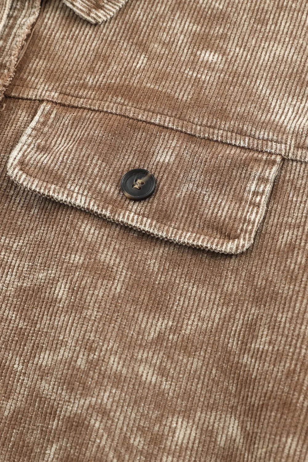 Beige Corduroy Jacket with Fringe Trim
