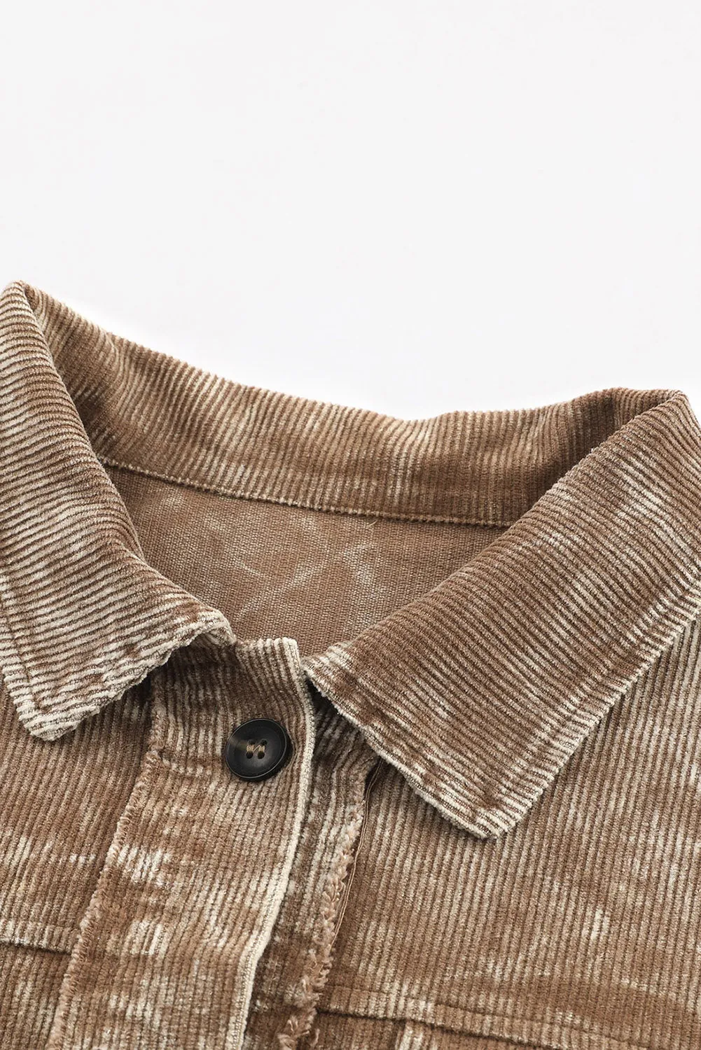 Beige Corduroy Jacket with Fringe Trim