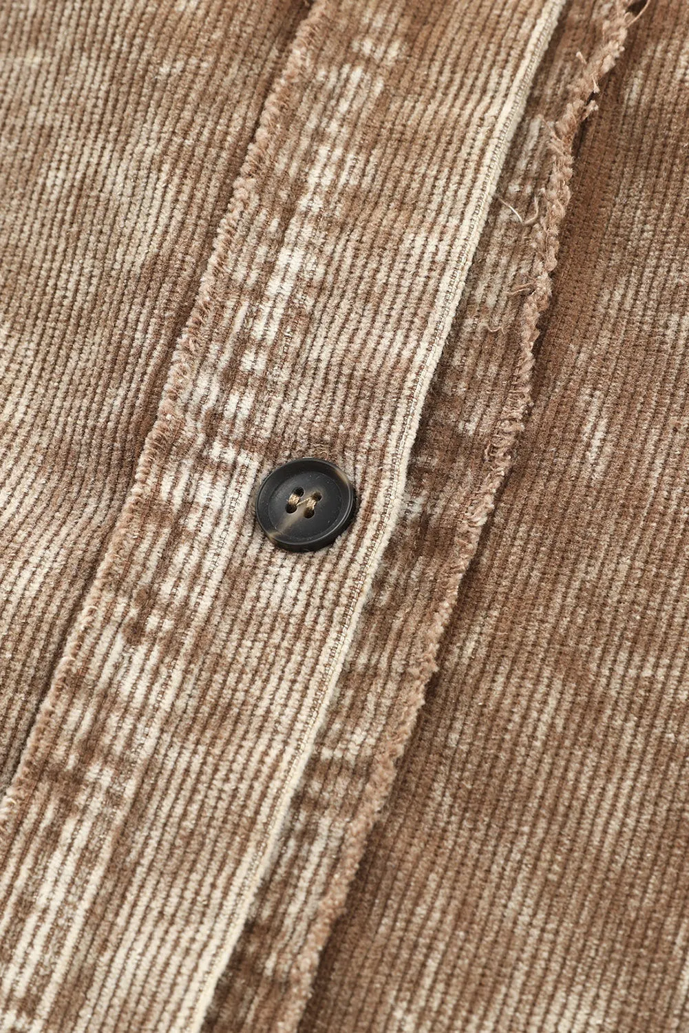 Beige Corduroy Jacket with Fringe Trim