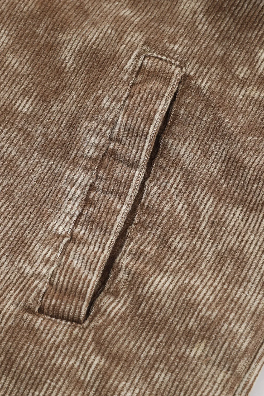 Beige Corduroy Jacket with Fringe Trim