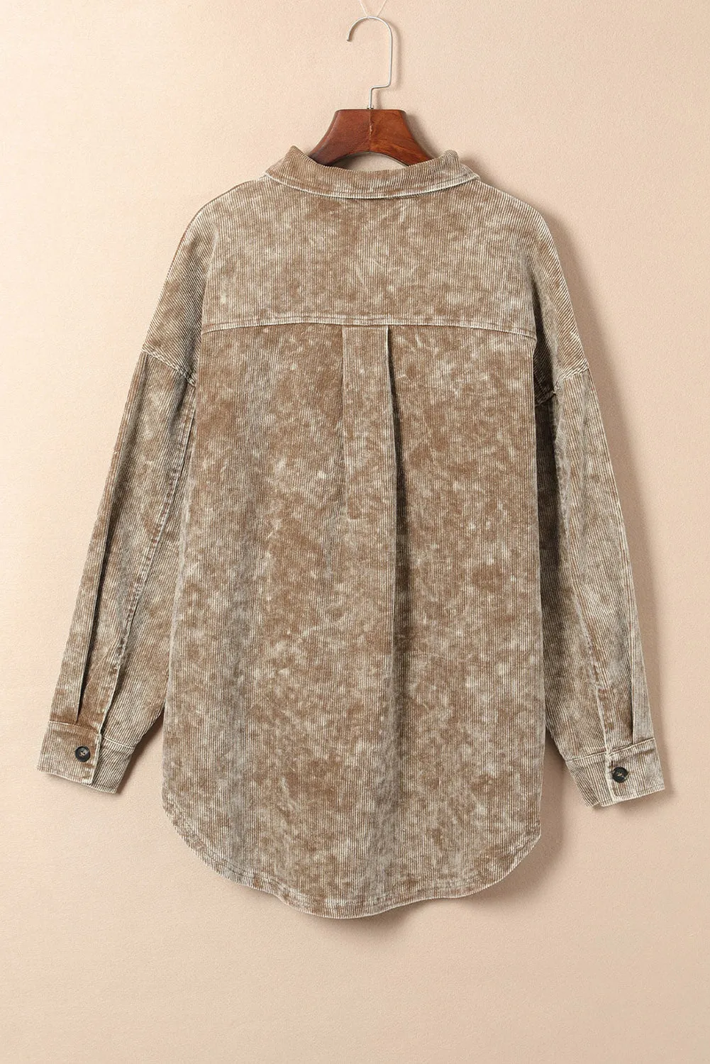 Beige Corduroy Jacket with Fringe Trim