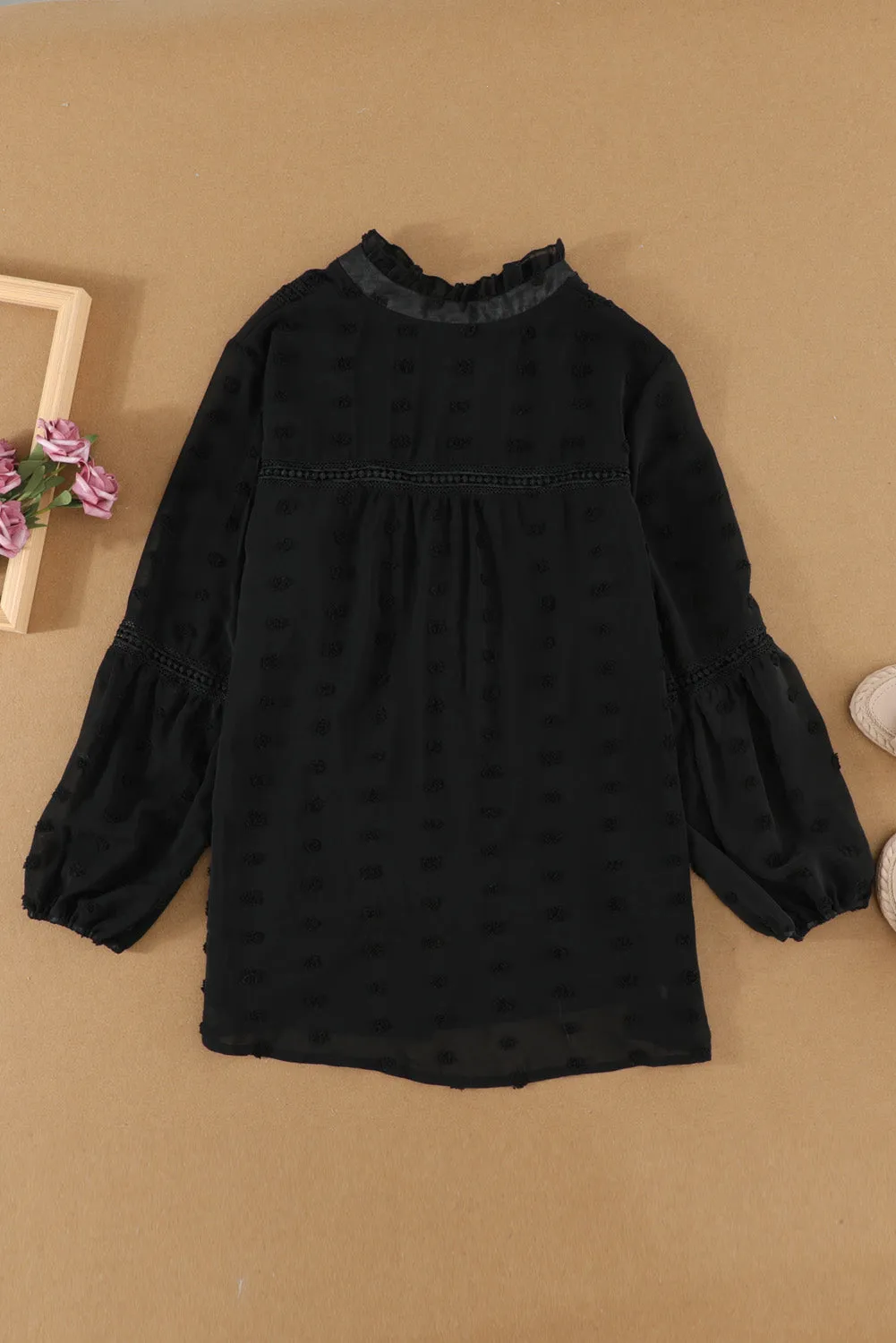 Black Crochet Trim Blouse