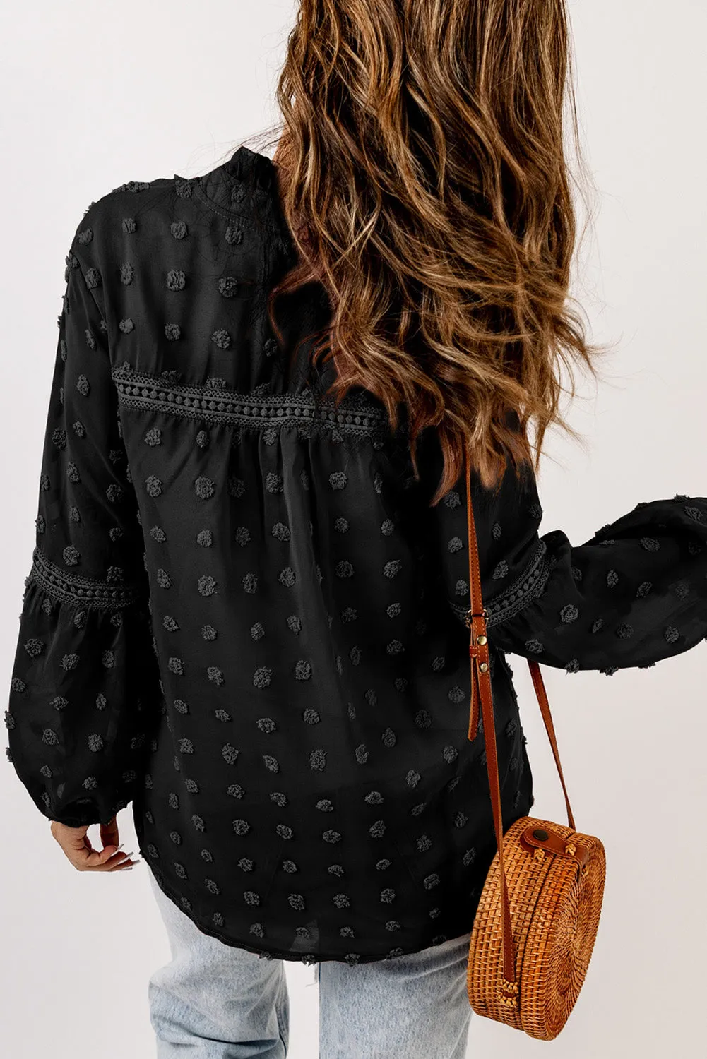 Black Crochet Trim Blouse