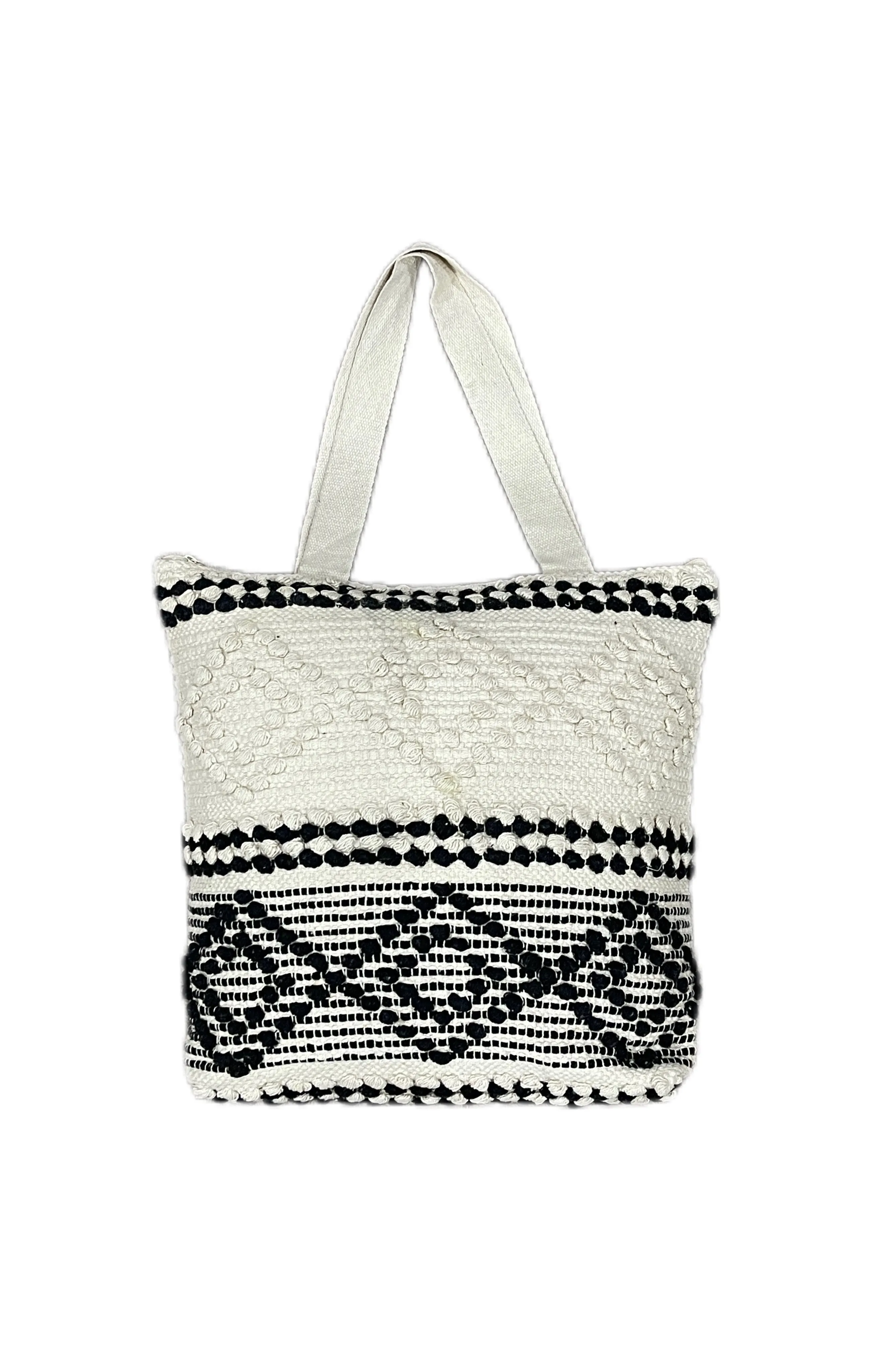 Boho Horizon Cotton Handmade Tufted Beach Tote Bag