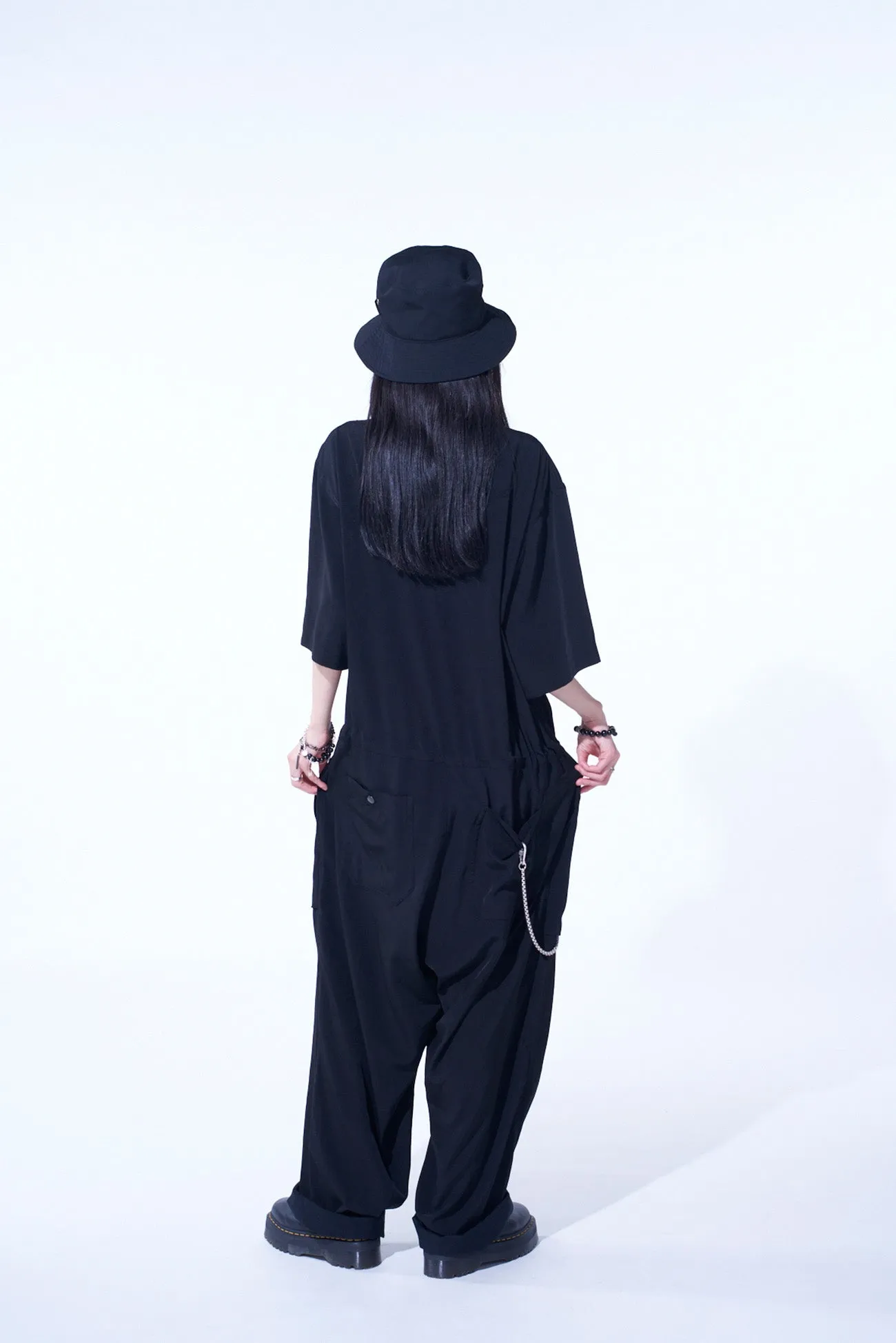 CREPE de CHINE SHORT SLEEVE MILITARY ALL-IN-ONE
