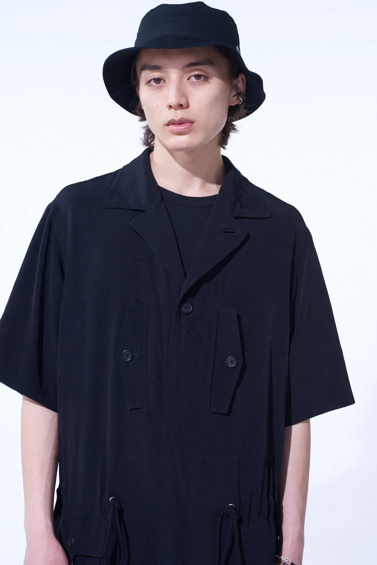 CREPE de CHINE SHORT SLEEVE MILITARY ALL-IN-ONE