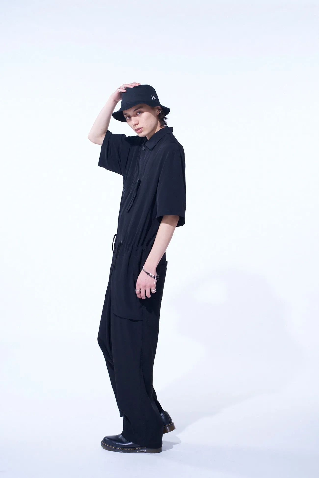 CREPE de CHINE SHORT SLEEVE MILITARY ALL-IN-ONE