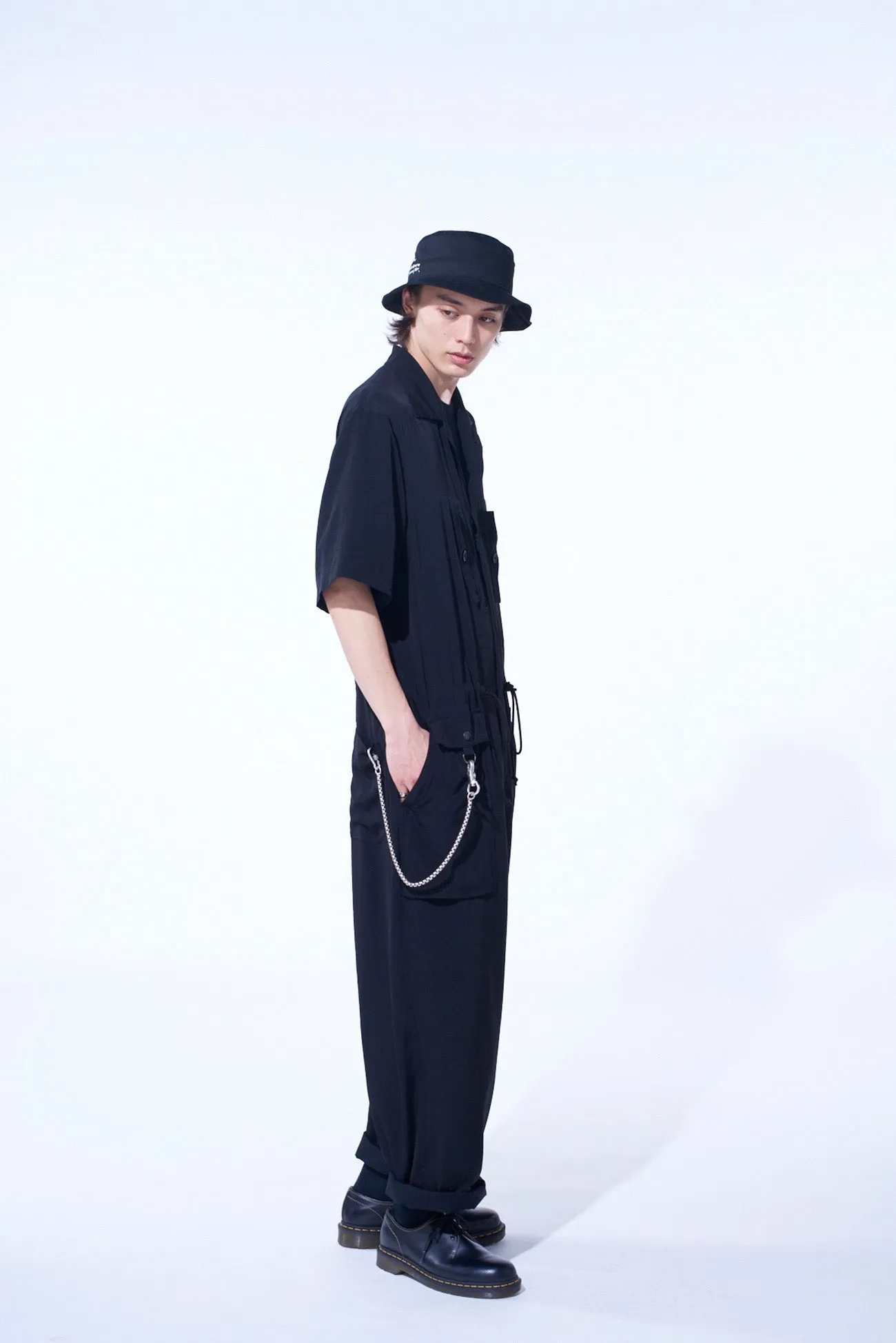 CREPE de CHINE SHORT SLEEVE MILITARY ALL-IN-ONE