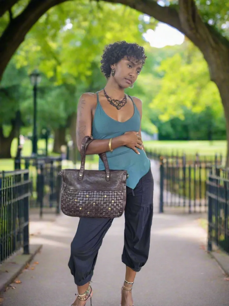 Criss-cross Leather Bag