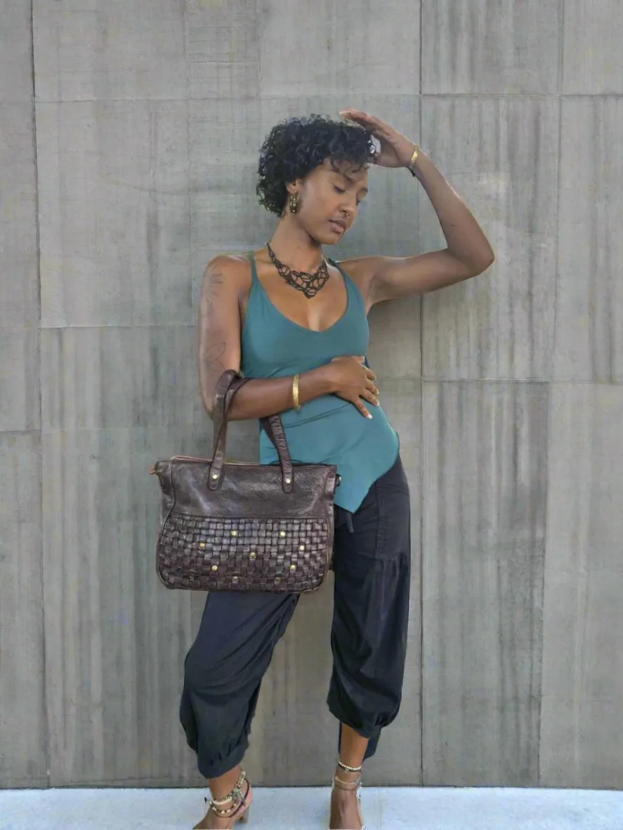 Criss-cross Leather Bag