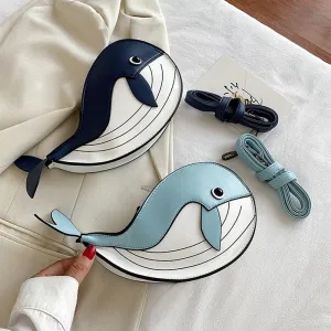 Cute Small Whale Women&#39;s Shoulder Bag Lovely Animal Shaped Phone Purse Crossbody Bags Lady Designer PU Leather Bags for Women