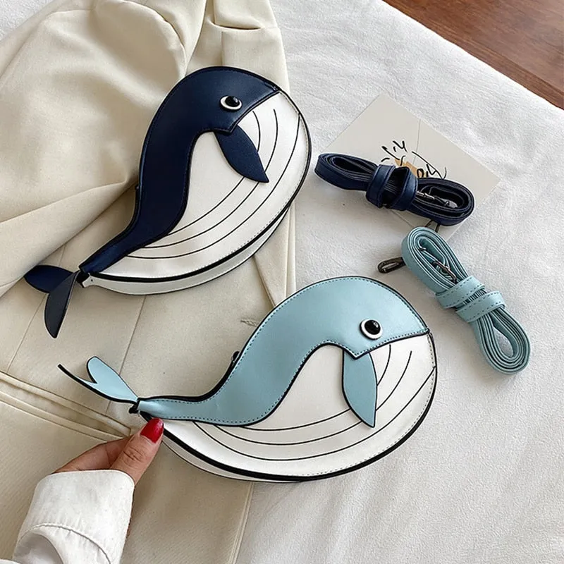 Cute Small Whale Women&#39;s Shoulder Bag Lovely Animal Shaped Phone Purse Crossbody Bags Lady Designer PU Leather Bags for Women