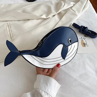 Cute Small Whale Women&#39;s Shoulder Bag Lovely Animal Shaped Phone Purse Crossbody Bags Lady Designer PU Leather Bags for Women