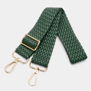 Faux Leather Braided Bag Strap - Green