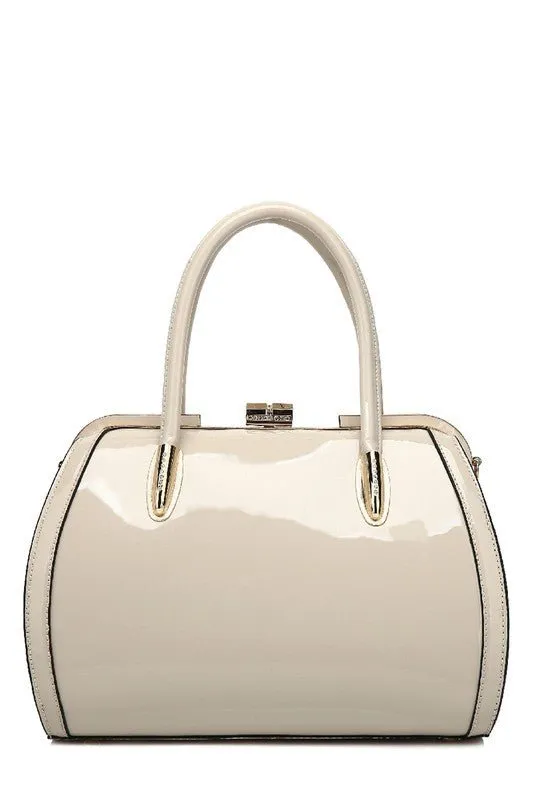 Glossy Patent Leather Satchel Handbag  Chic & Versatile Style