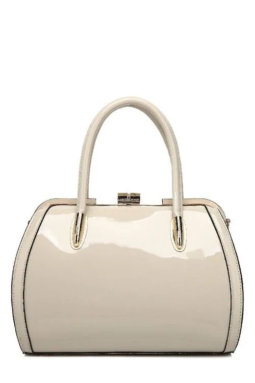 Glossy Patent Leather Satchel Handbag  Chic & Versatile Style