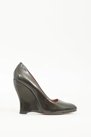 Green Patent Leather Wedge Pump