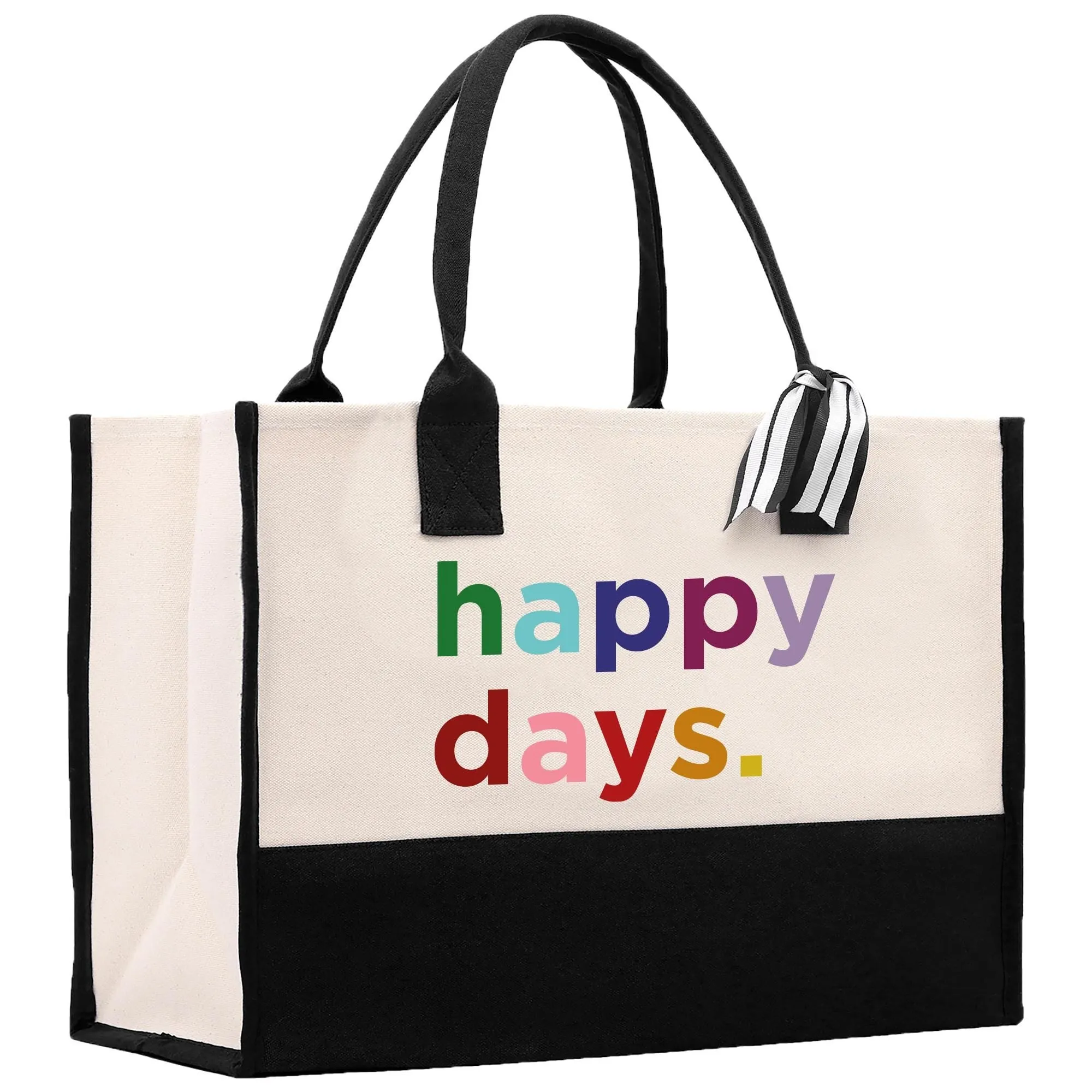 Happy Days Large Cotton Canvas Tote Bag Large Canvas Shopper Weekender Large Bag Gift for Her (HDT1002)