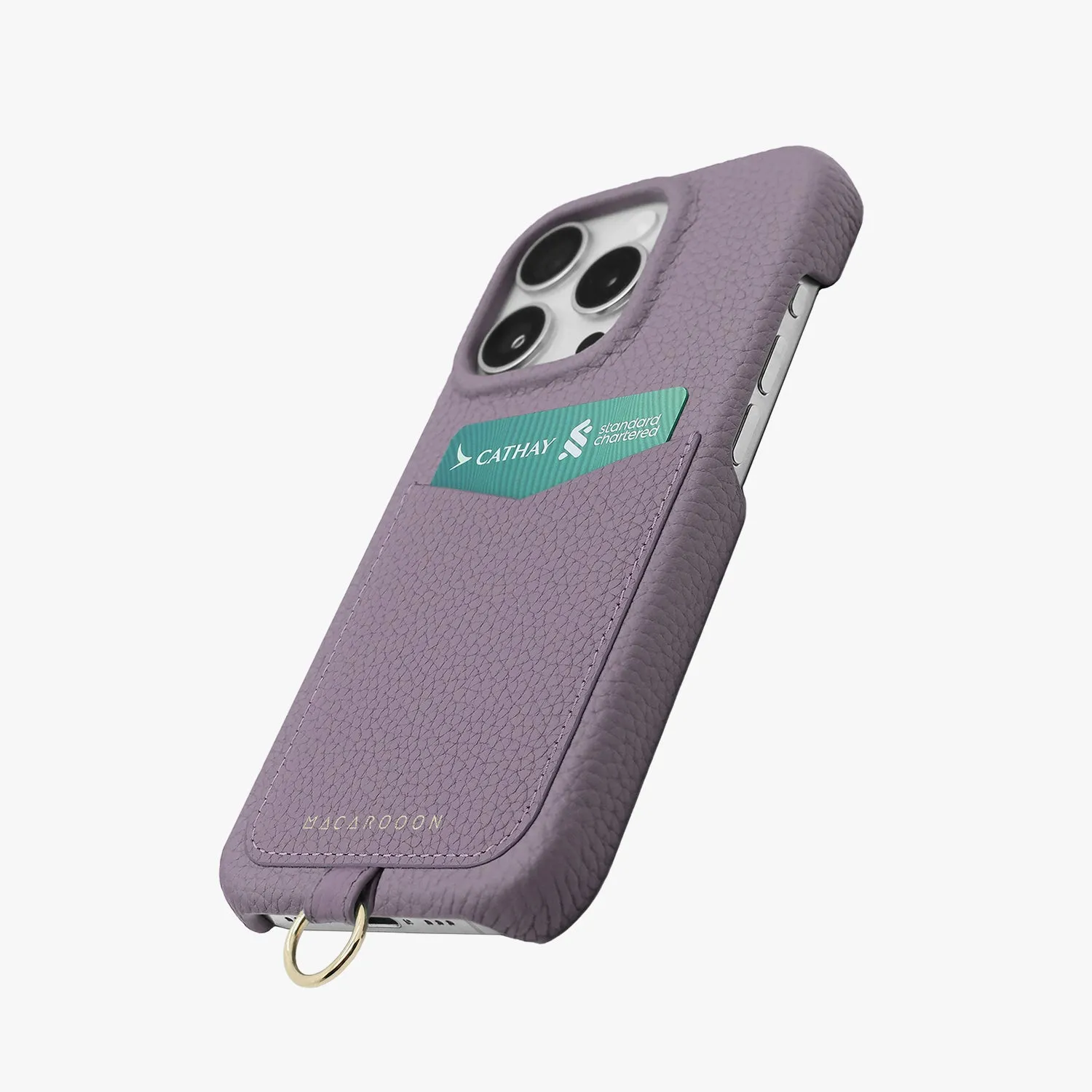 iPhone 13 Leather Sling Card Case with Wrist Leather Strap