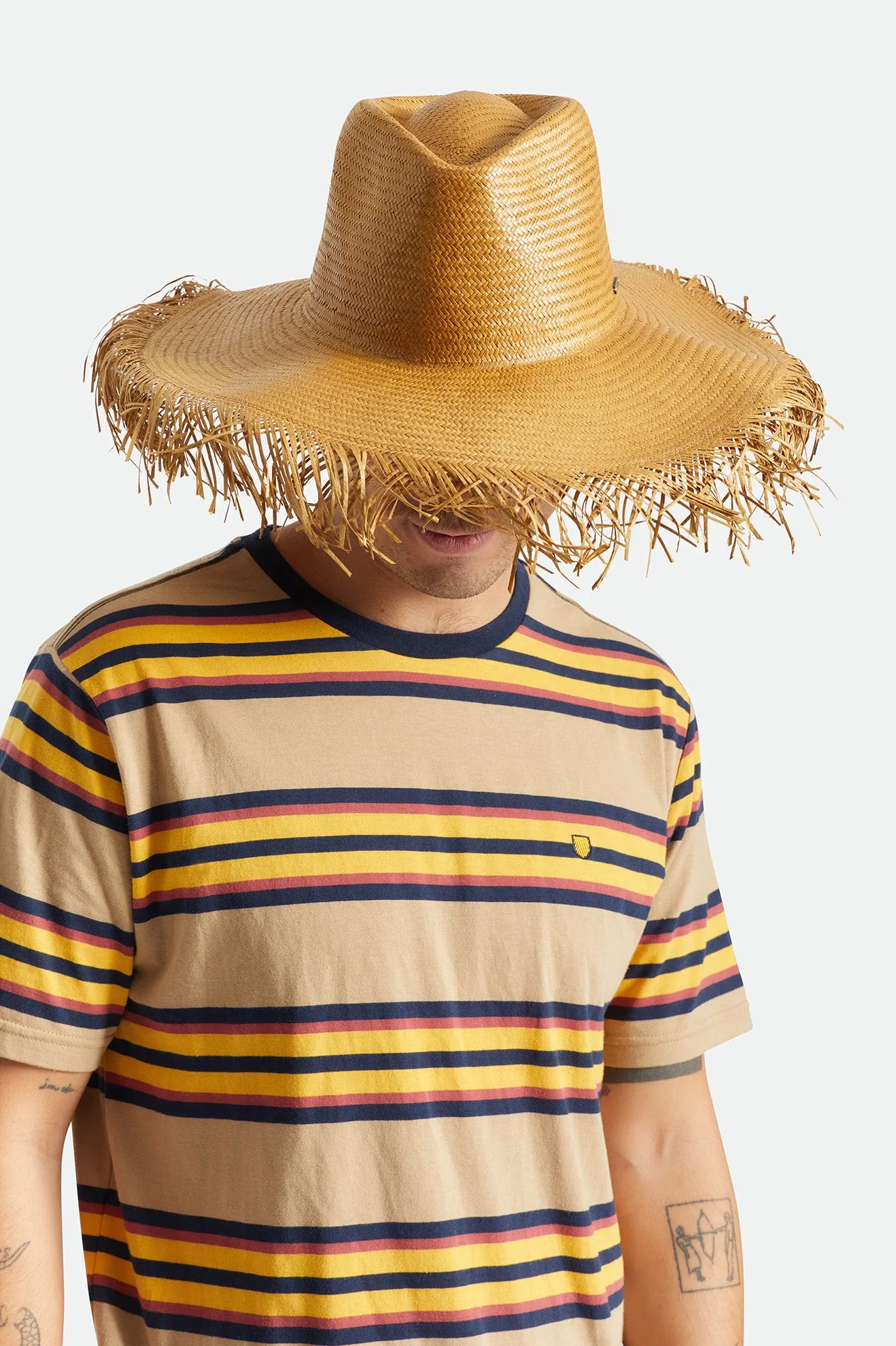 Jo Straw Frayed Fedora - Copper