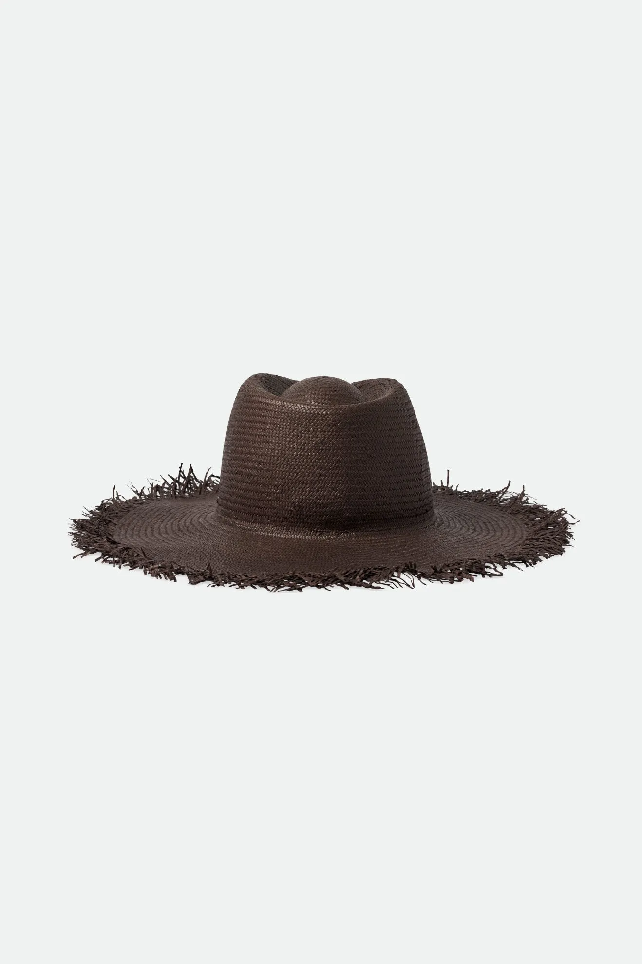 Jo Straw Frayed Fedora - Deep Brown