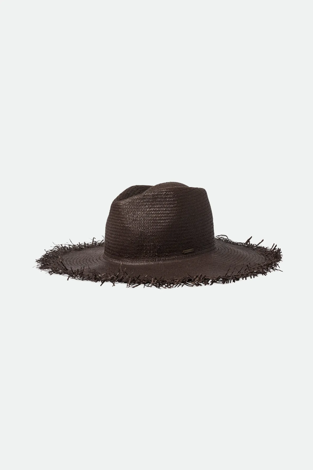 Jo Straw Frayed Fedora - Deep Brown