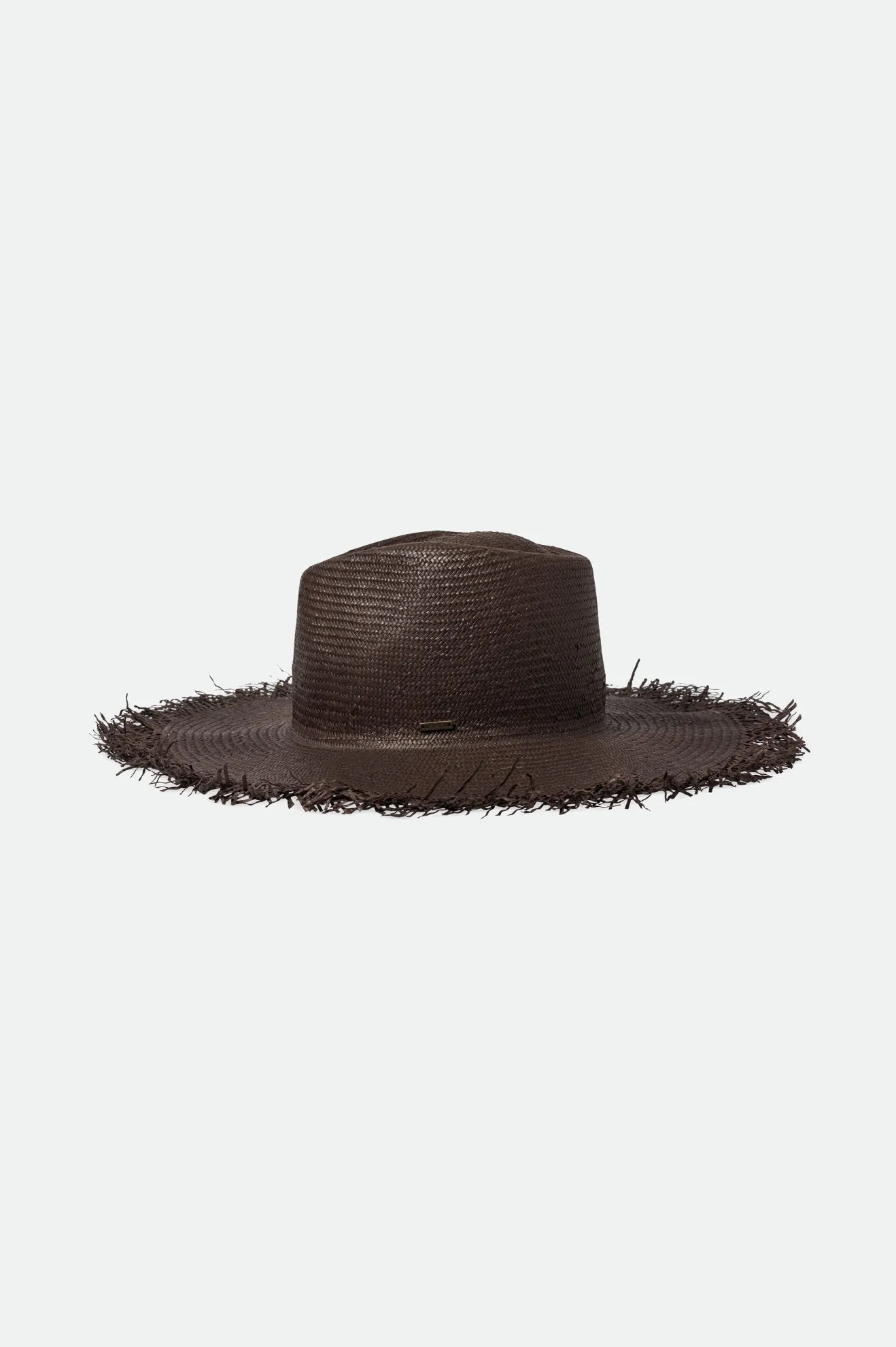 Jo Straw Frayed Fedora - Deep Brown