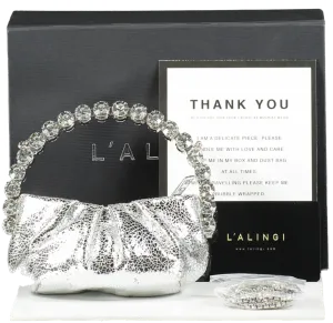 L'alingi Micro Eternity Crystal Top Handle Bag In Silver BNIB