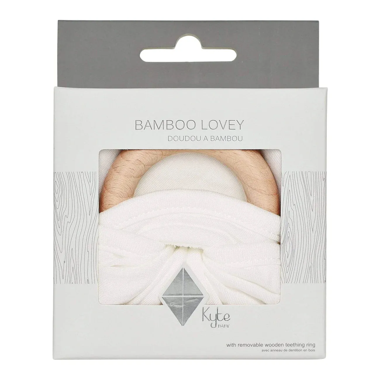 Lovey with Removable Wooden Teething Ring, Cloud