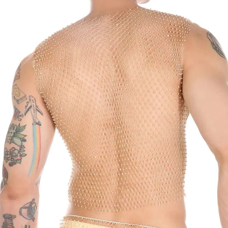 Metallic Glitter Fishnet Tank top