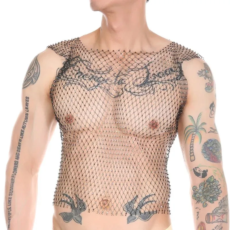 Metallic Glitter Fishnet Tank top