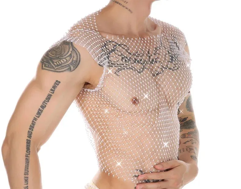 Metallic Glitter Fishnet Tank top
