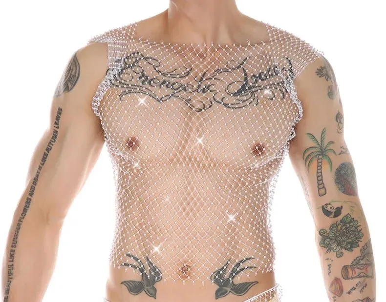 Metallic Glitter Fishnet Tank top