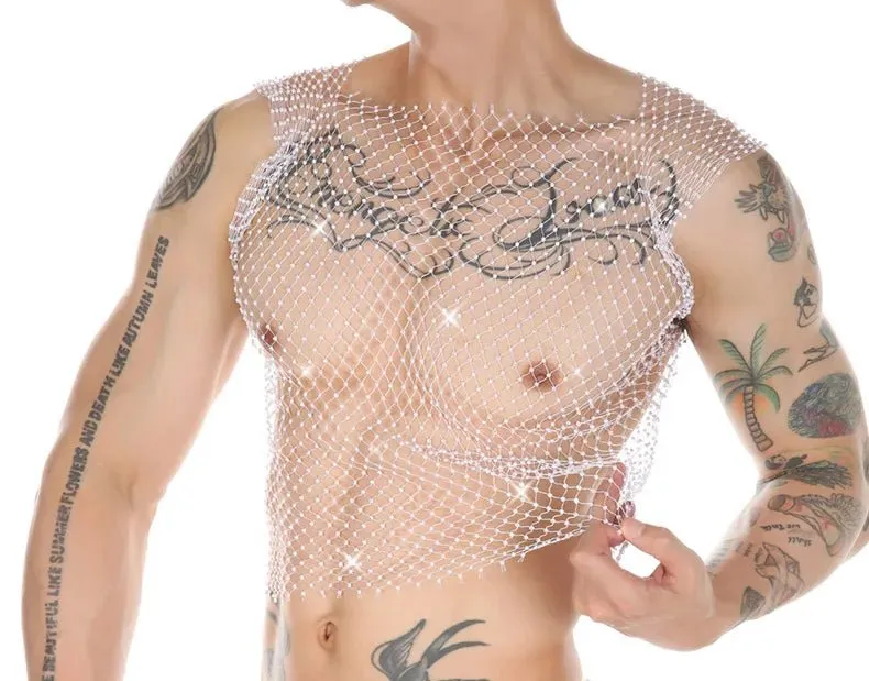 Metallic Glitter Fishnet Tank top