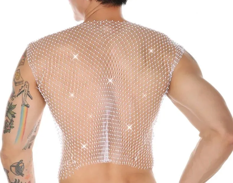 Metallic Glitter Fishnet Tank top