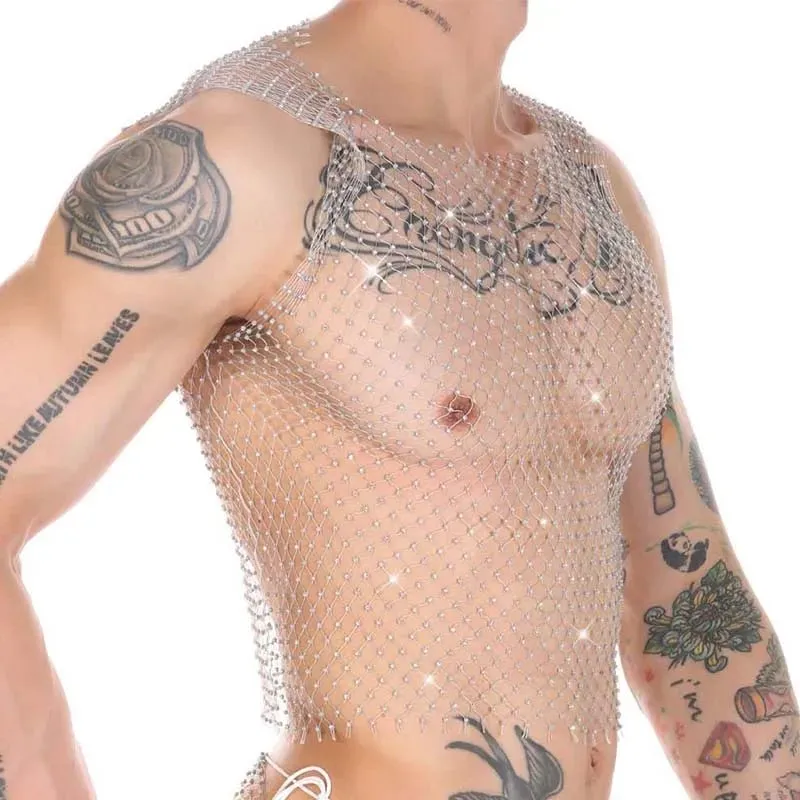 Metallic Glitter Fishnet Tank top