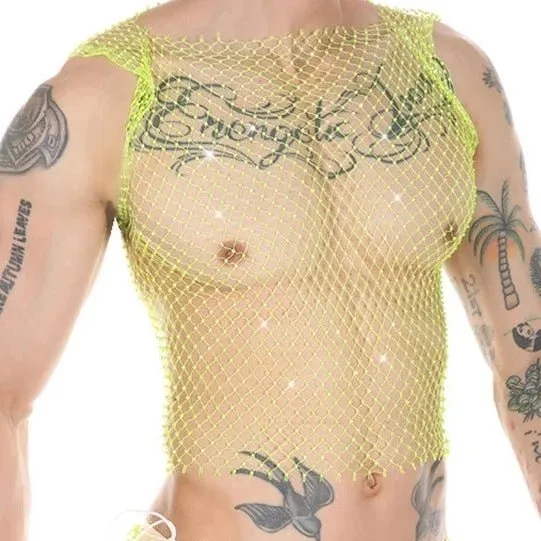 Metallic Glitter Fishnet Tank top