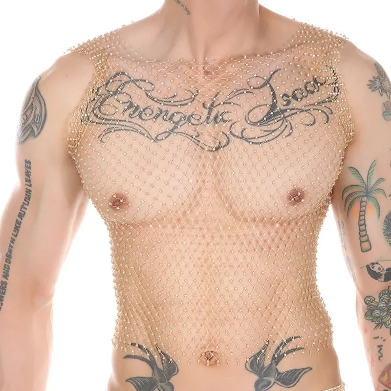Metallic Glitter Fishnet Tank top