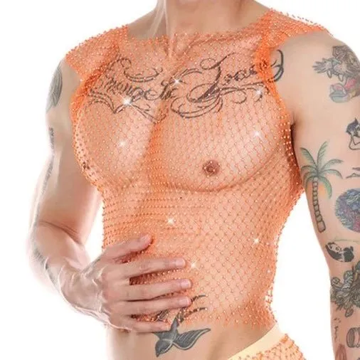 Metallic Glitter Fishnet Tank top