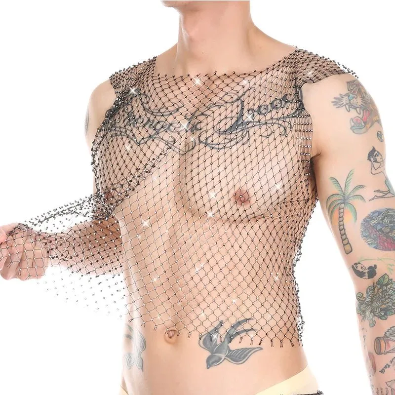 Metallic Glitter Fishnet Tank top
