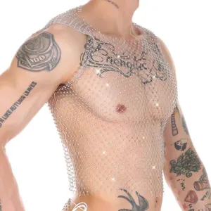 Metallic Glitter Fishnet Tank top