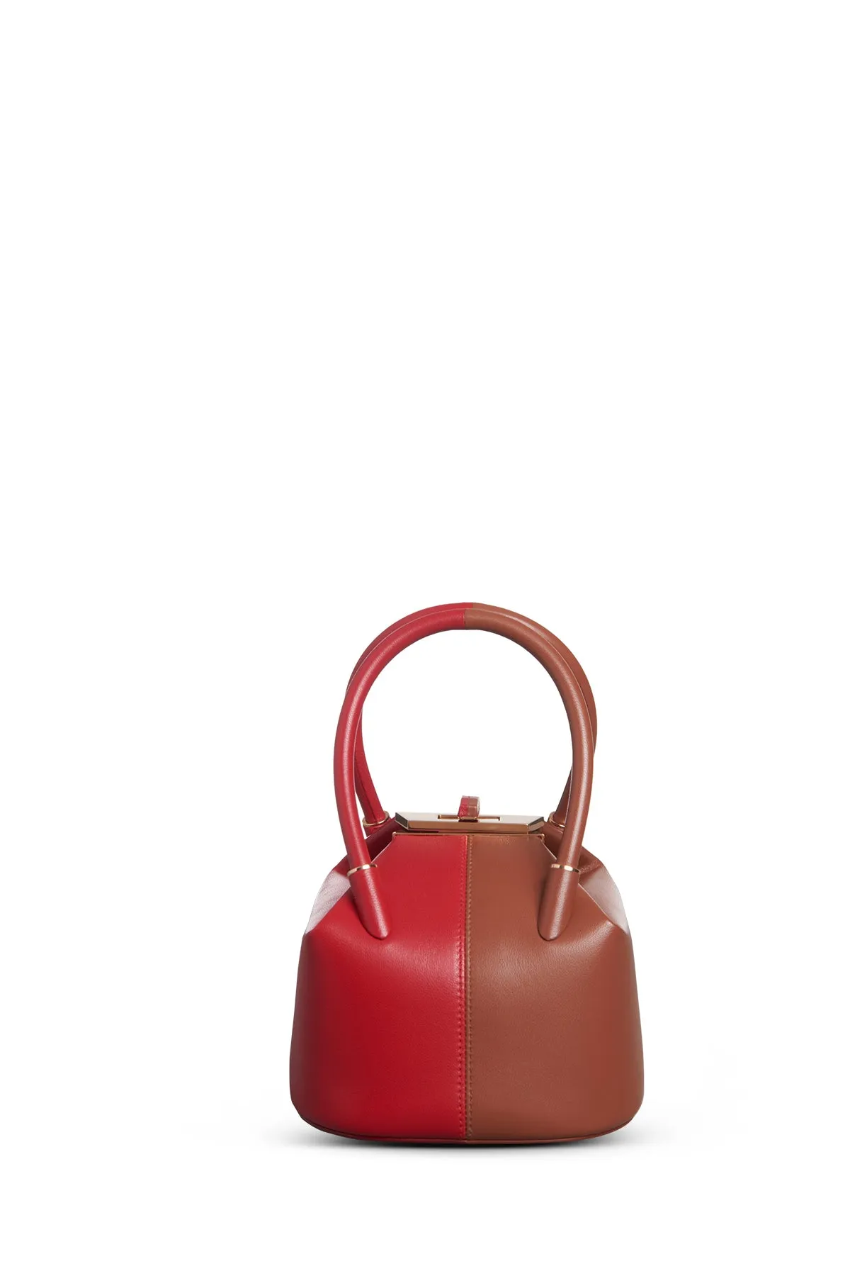 Mini Baez Bag in Cognac & Red Nappa Leather