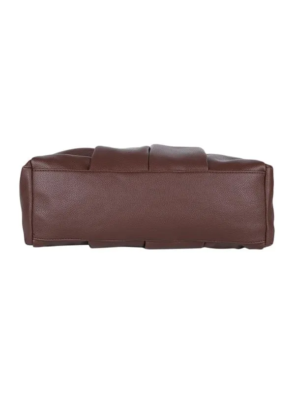 MINI WESST Women's Brown Solid PU Handheld Bag (Dimension- HxLxD(CM)-24x38x11)
