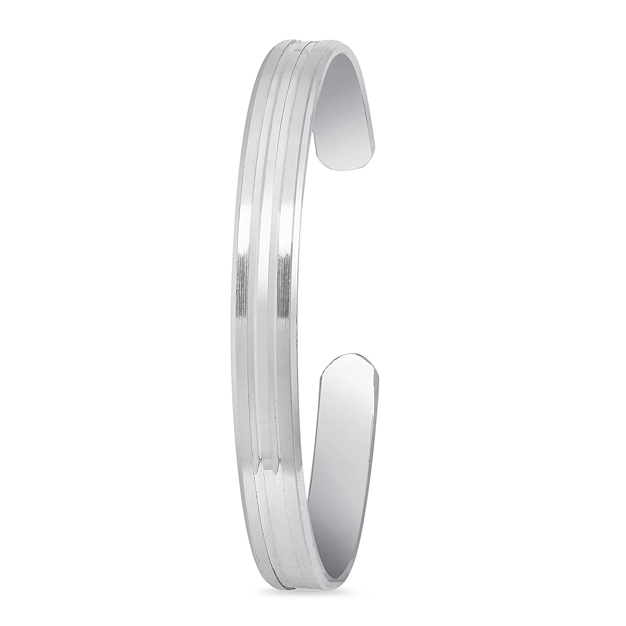Modern Elegance Rhodium Plated 925 Sterling Silver Men's Bracelet